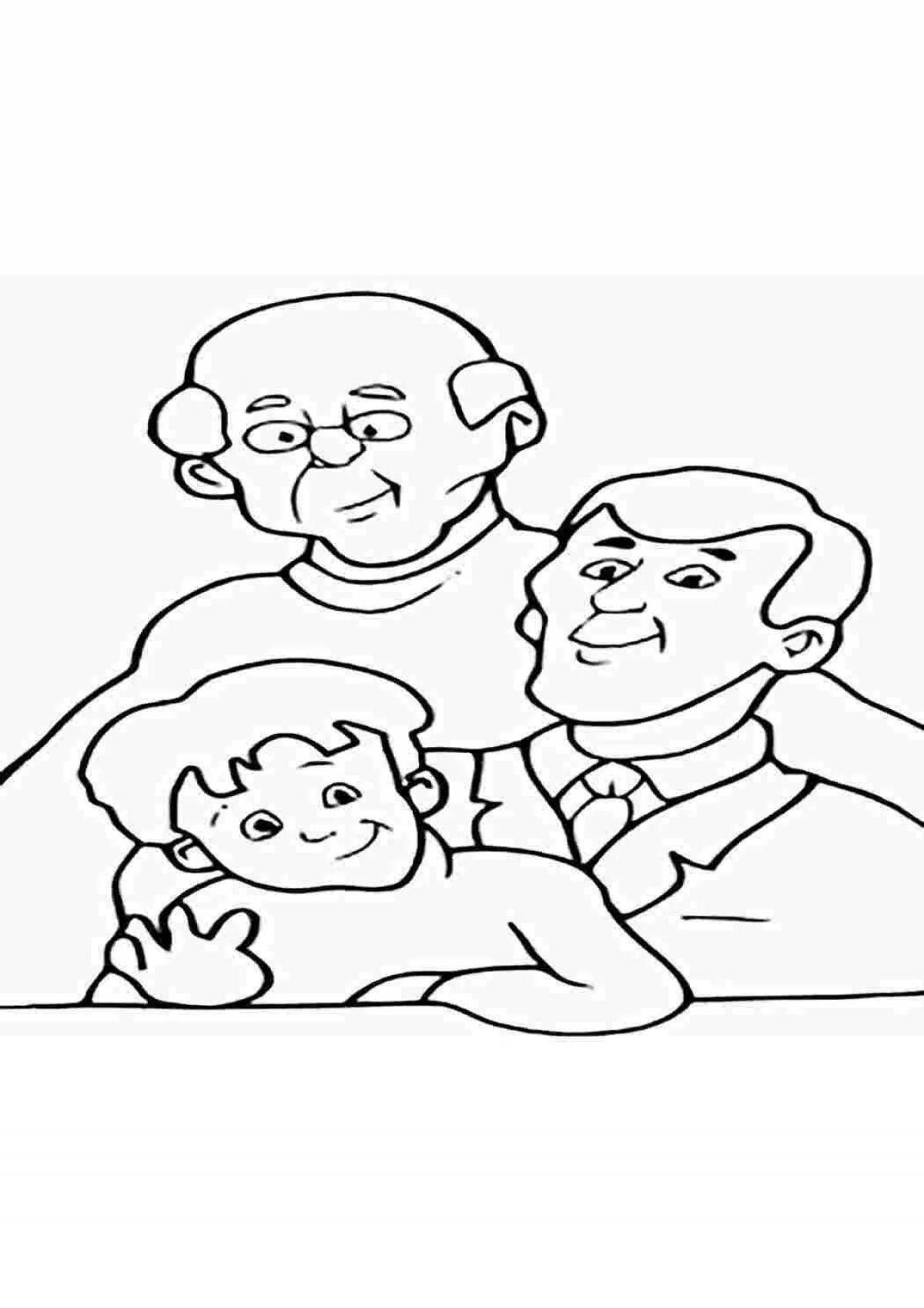 Funny coloring pages of grandparents for kids