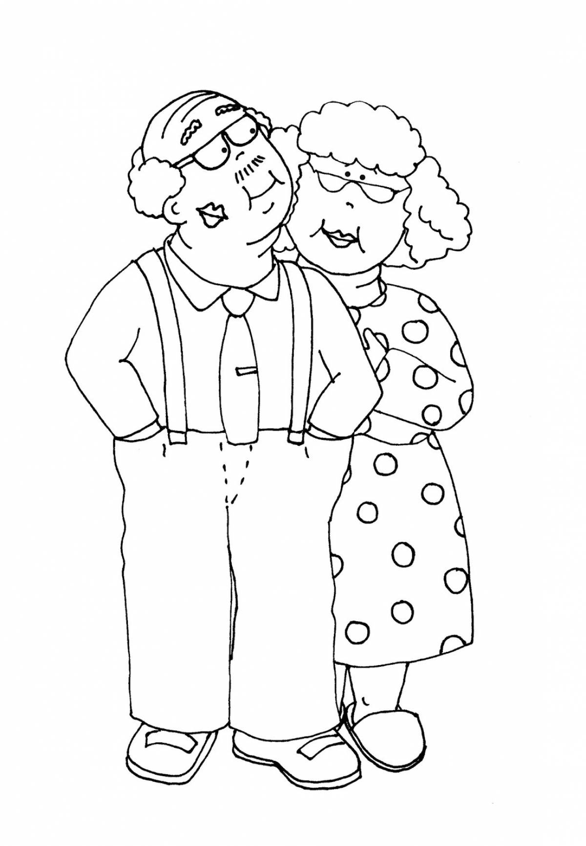 Adorable grandparents coloring pages for kids
