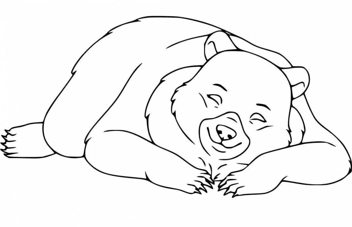 Cute bear in the den coloring book