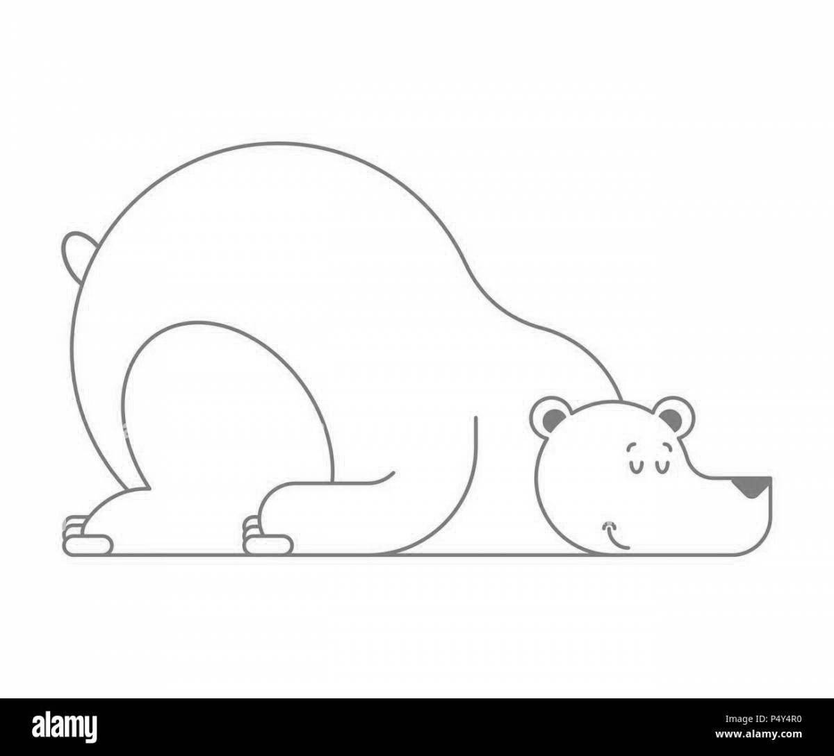 Coloring book cheerful bear in the den