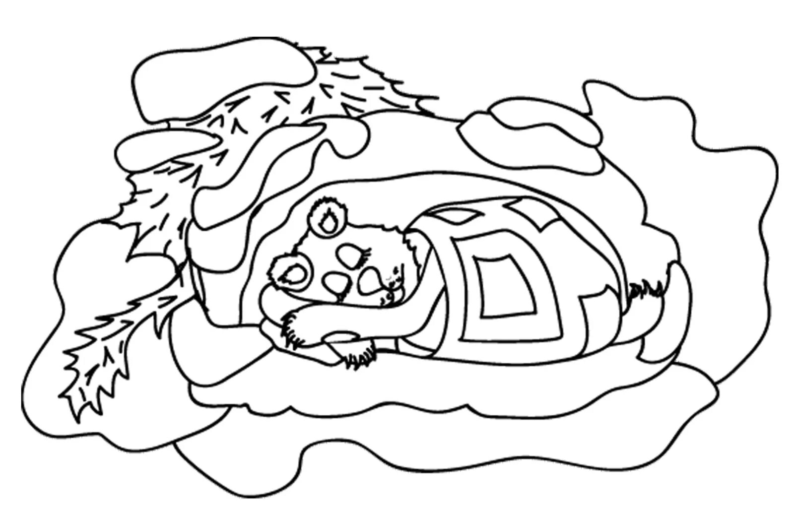 Coloring page pensive bear in the lair