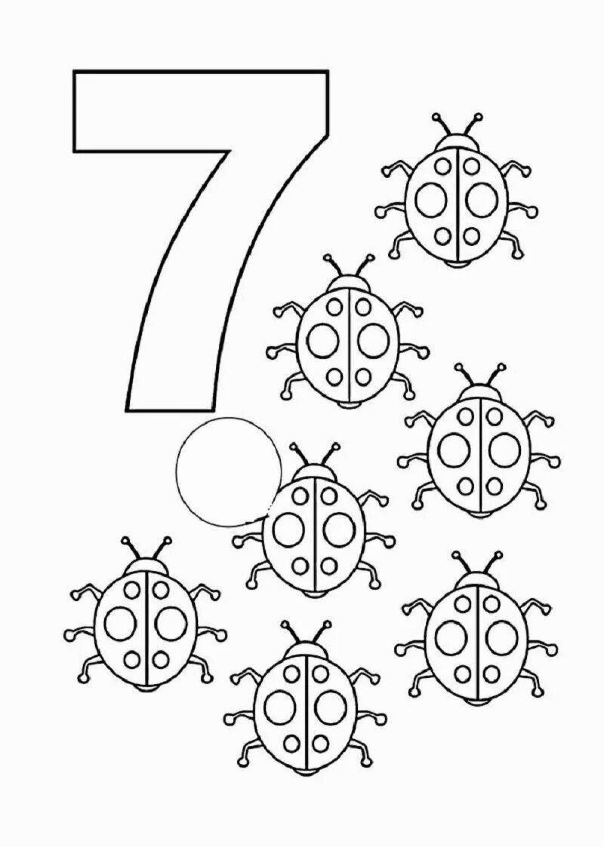 Colorful number 7 coloring book for kids