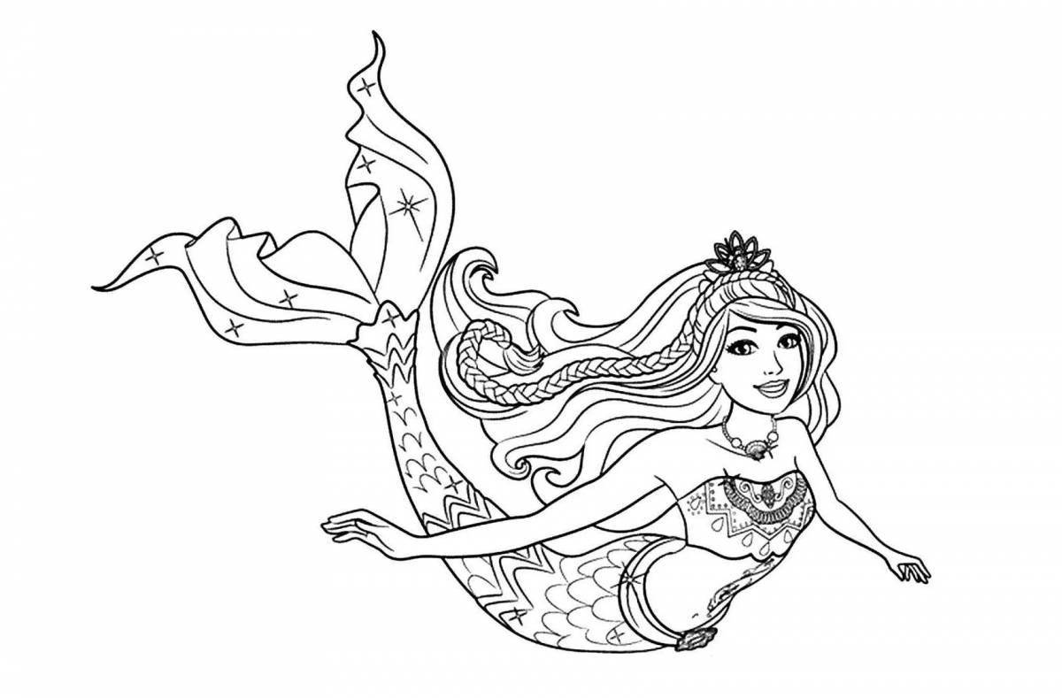 Radiant coloring page barbie mermaid for kids