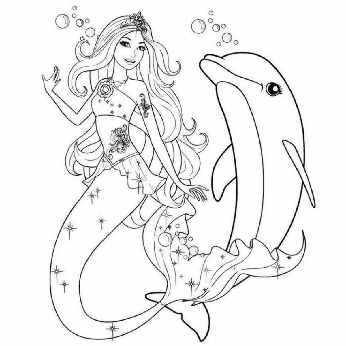 Dreamy barbie mermaid coloring book for kids