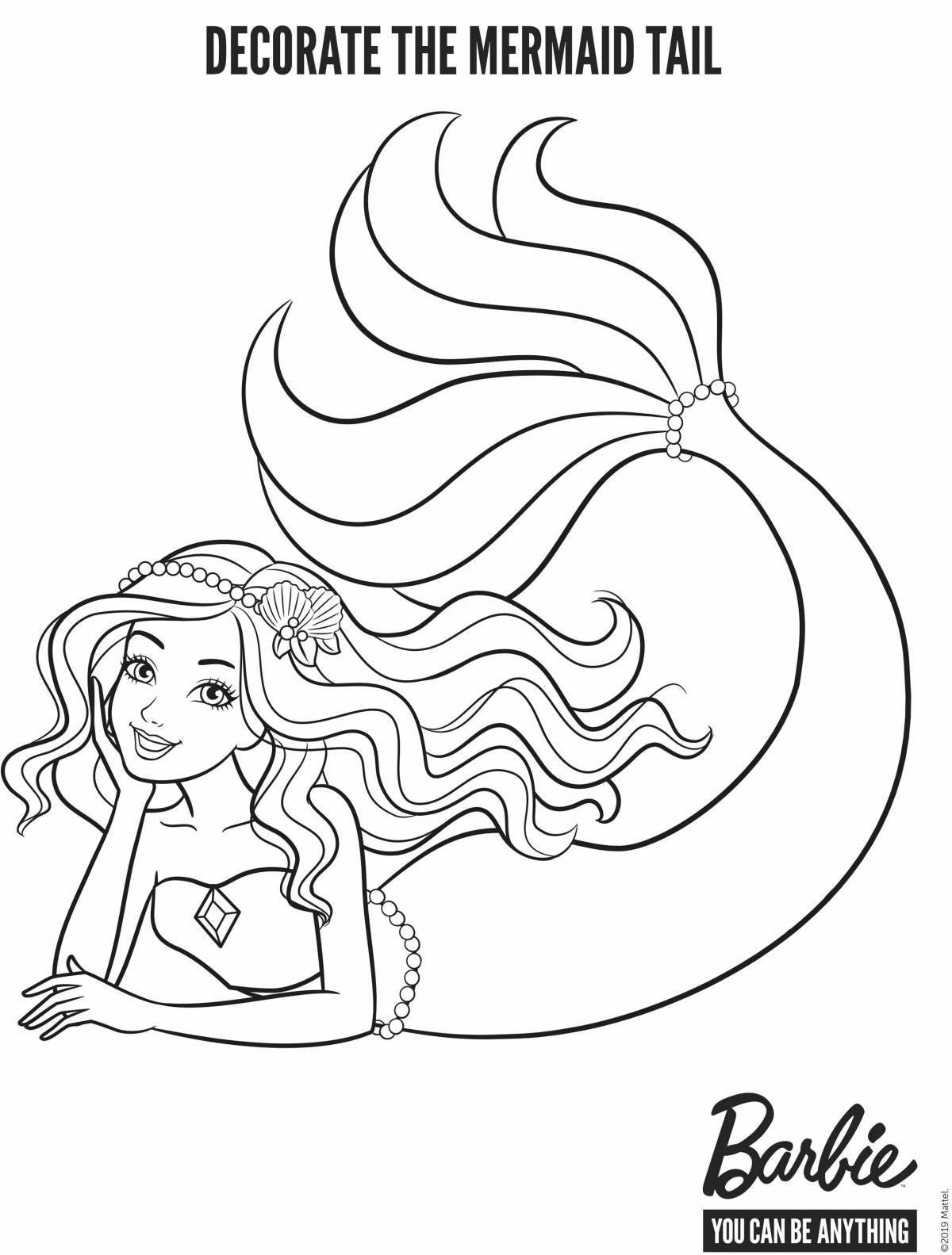 Serene coloring page barbie mermaid for kids