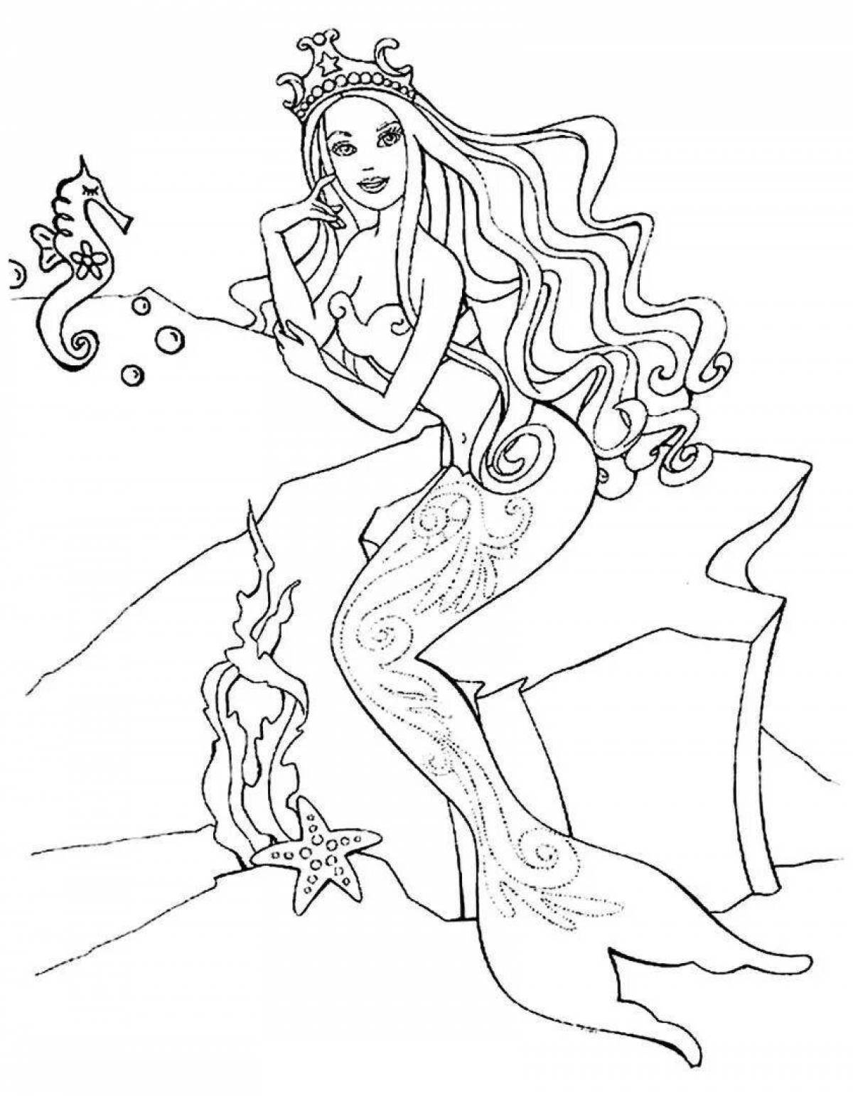 Barbie mermaid live coloring for kids