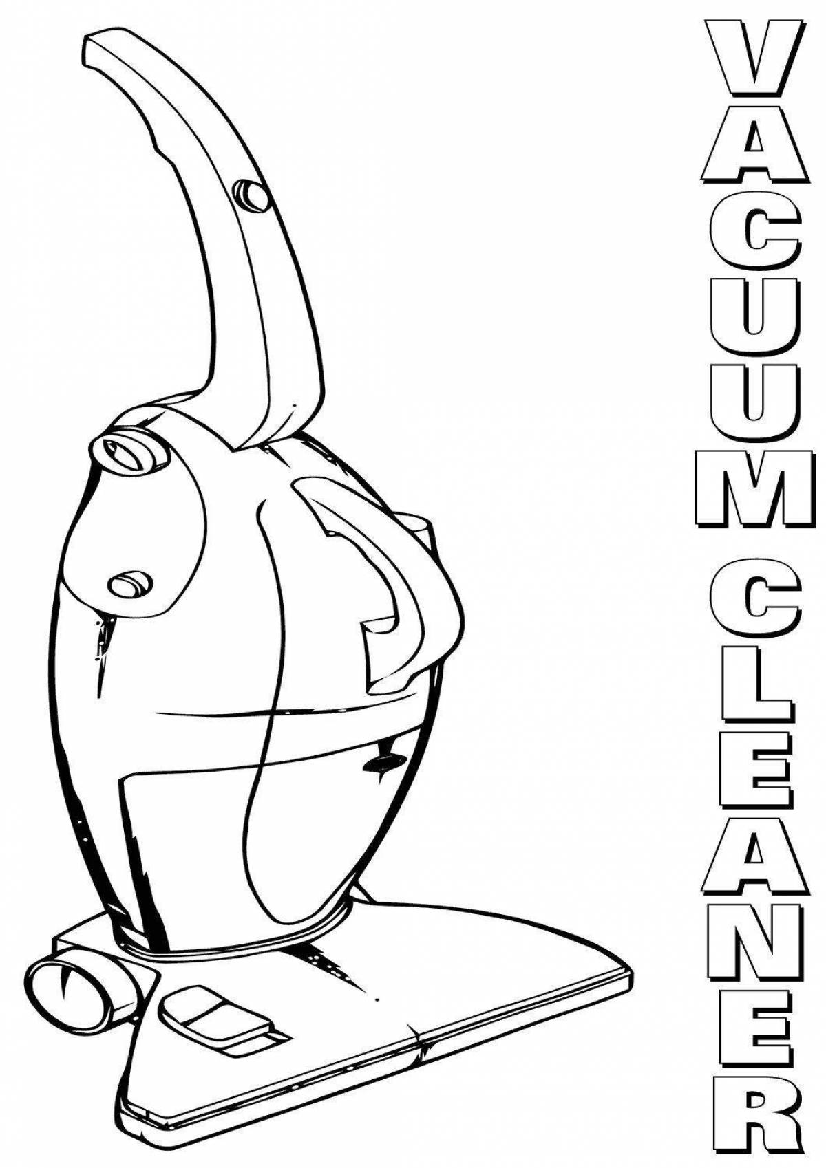 Colorful coloring page vacuum cleaner for 5-6 year olds