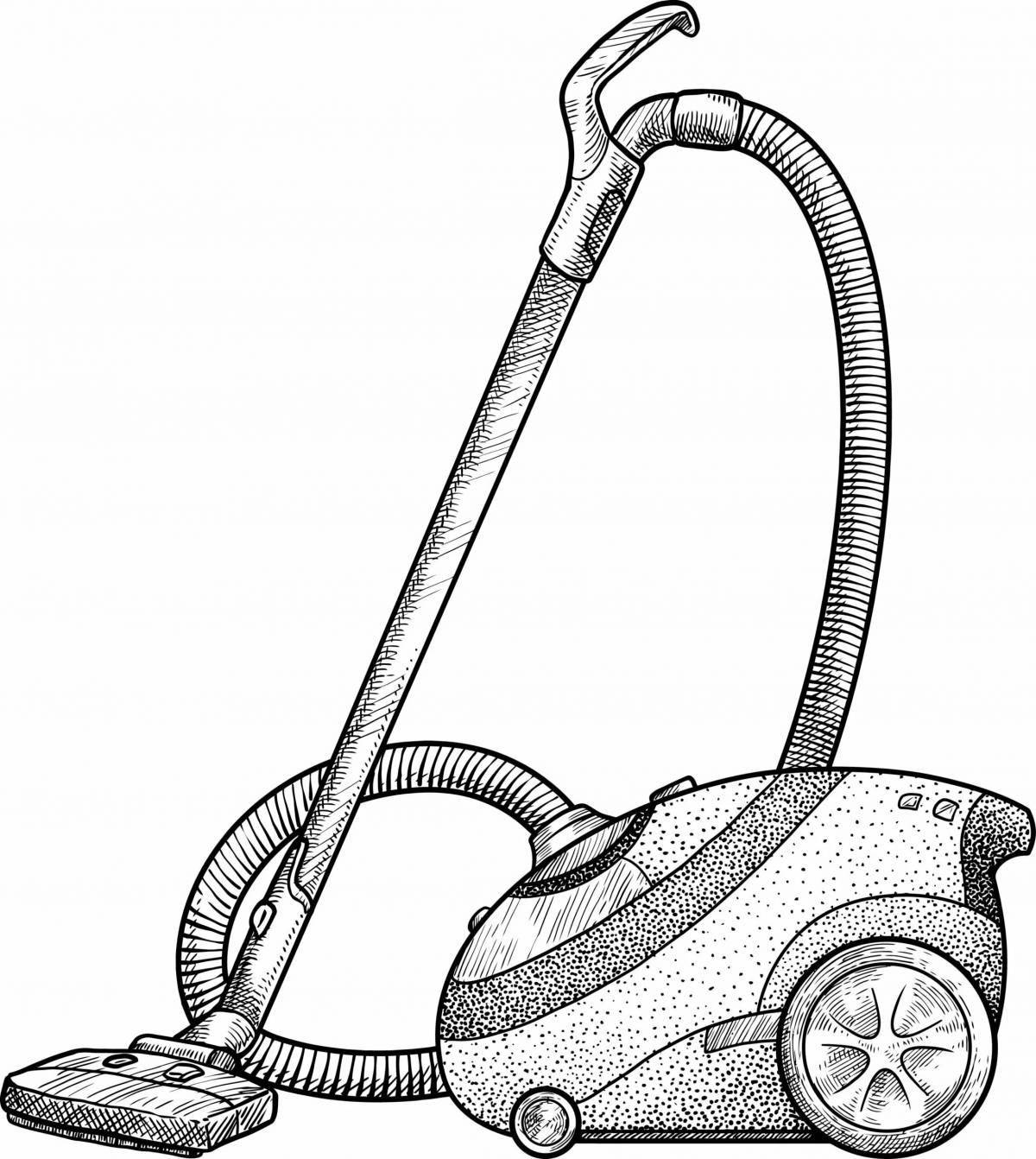 Vibrant coloring page of a vacuum cleaner for 5-6 year olds