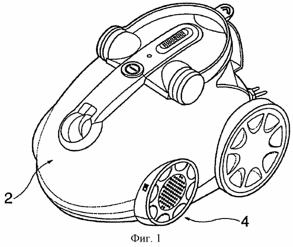 Crazy vacuum cleaner coloring page for 5-6 year olds