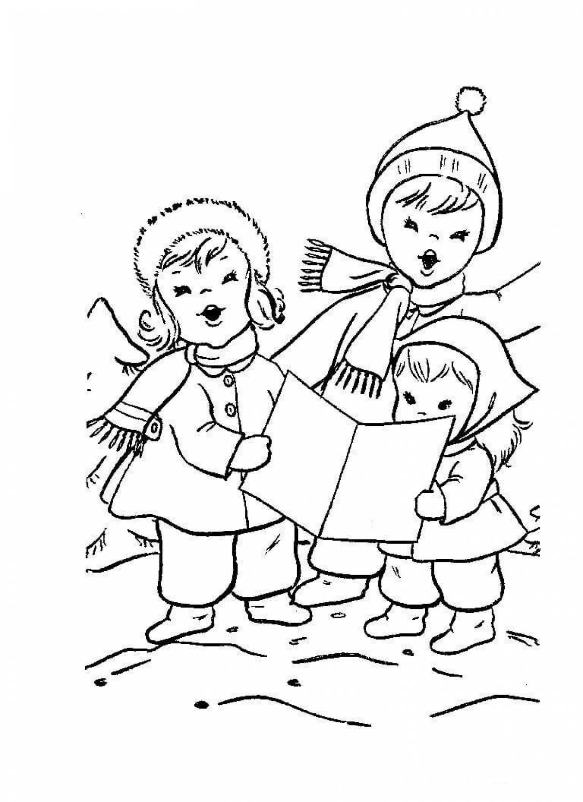 Color-zany carol coloring page for children 6-7 years old