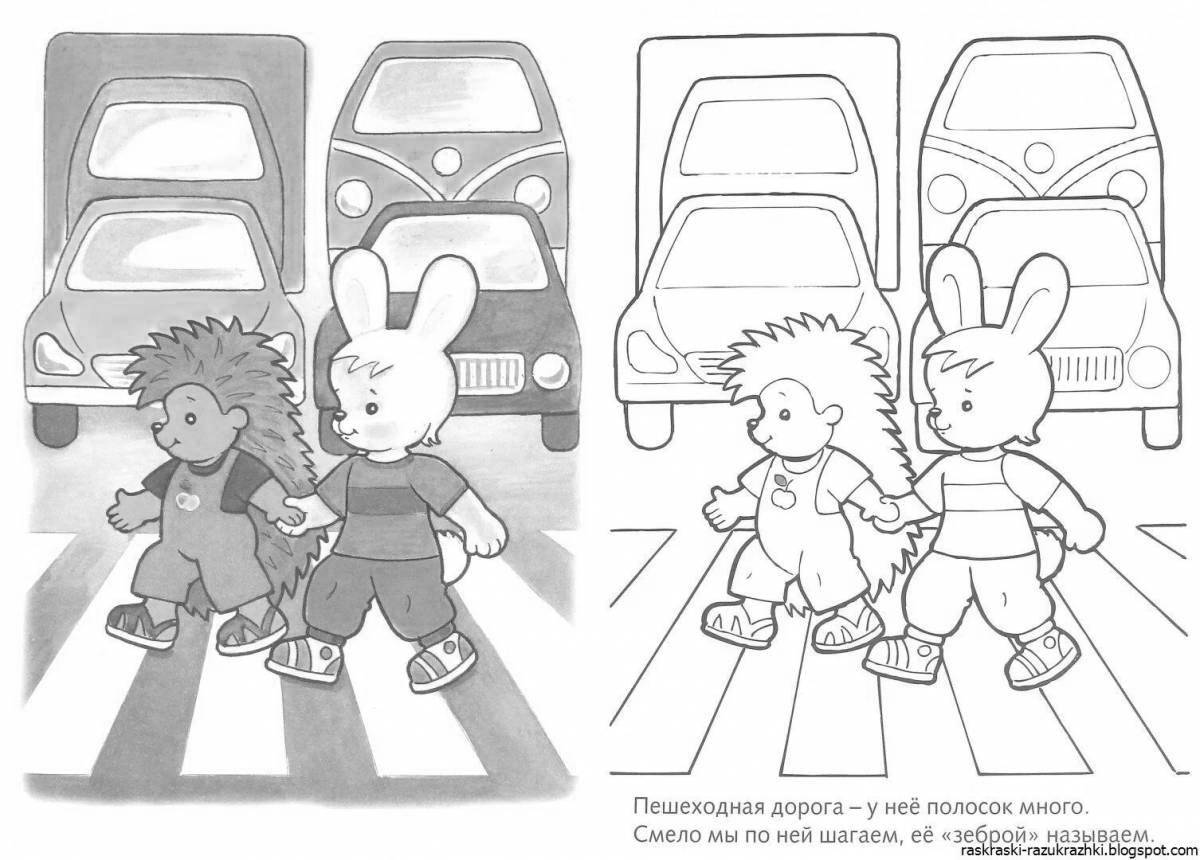 Traffic safety coloring book for schoolchildren