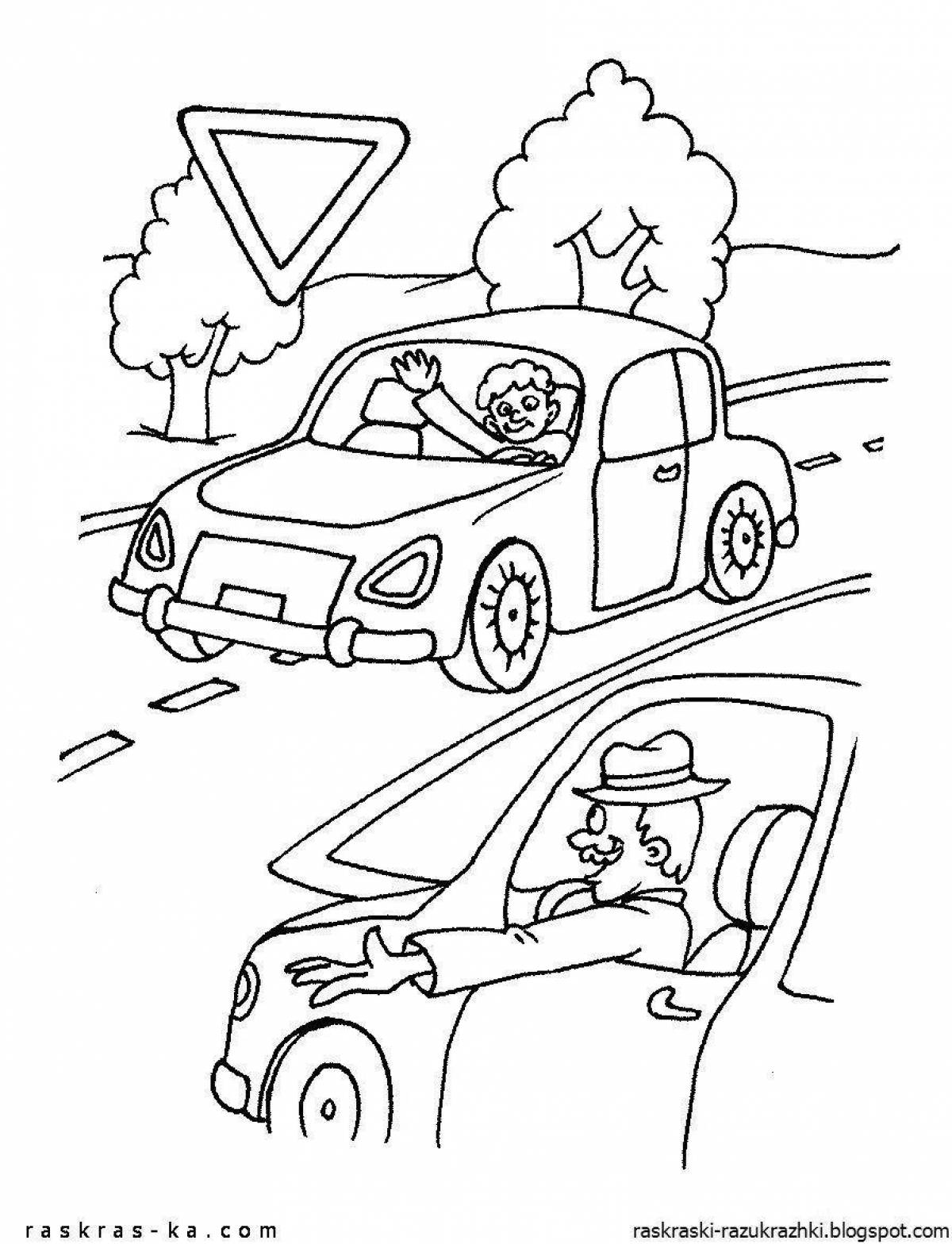 Fascinating road safety coloring book for schoolchildren