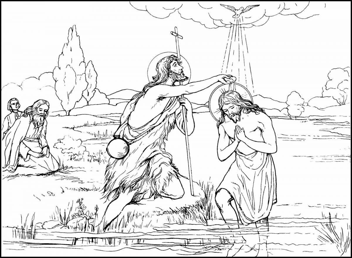 Coloring page joyful baptism of the Lord
