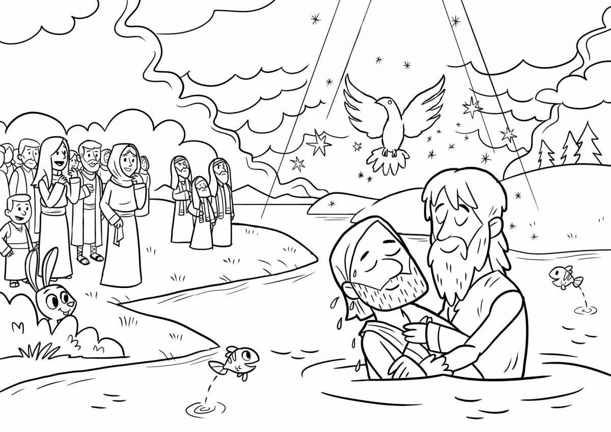 Gloriously colored baptism coloring page