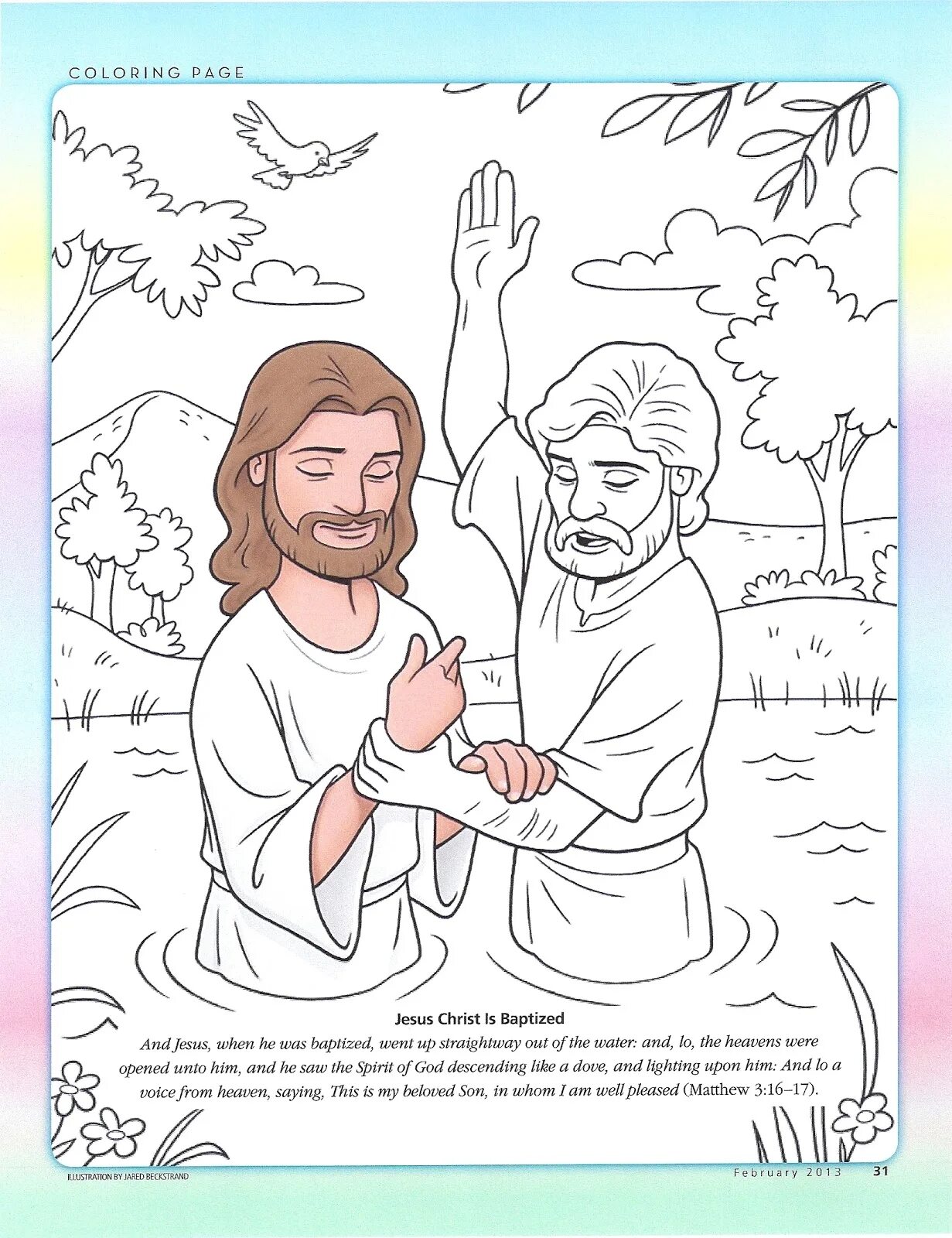 Coloring page brilliant baptism of the Lord