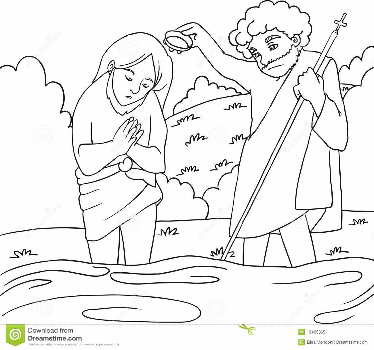 A wonderfully colored baptism coloring page