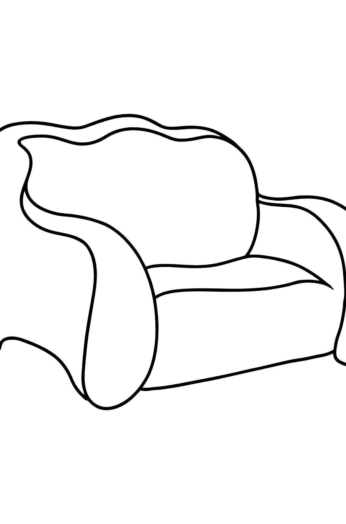 Яркая раскраска дивана для детей 3-4 лет