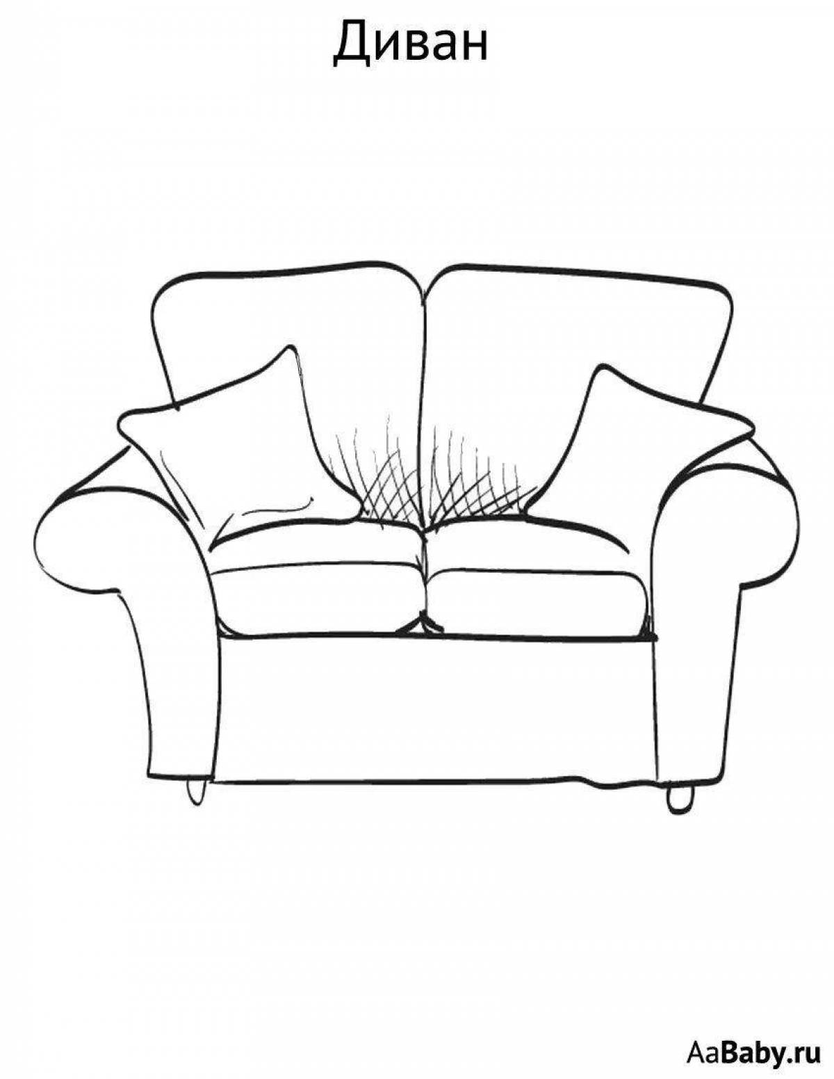 Милый диван-раскраска для детей 3-4 лет