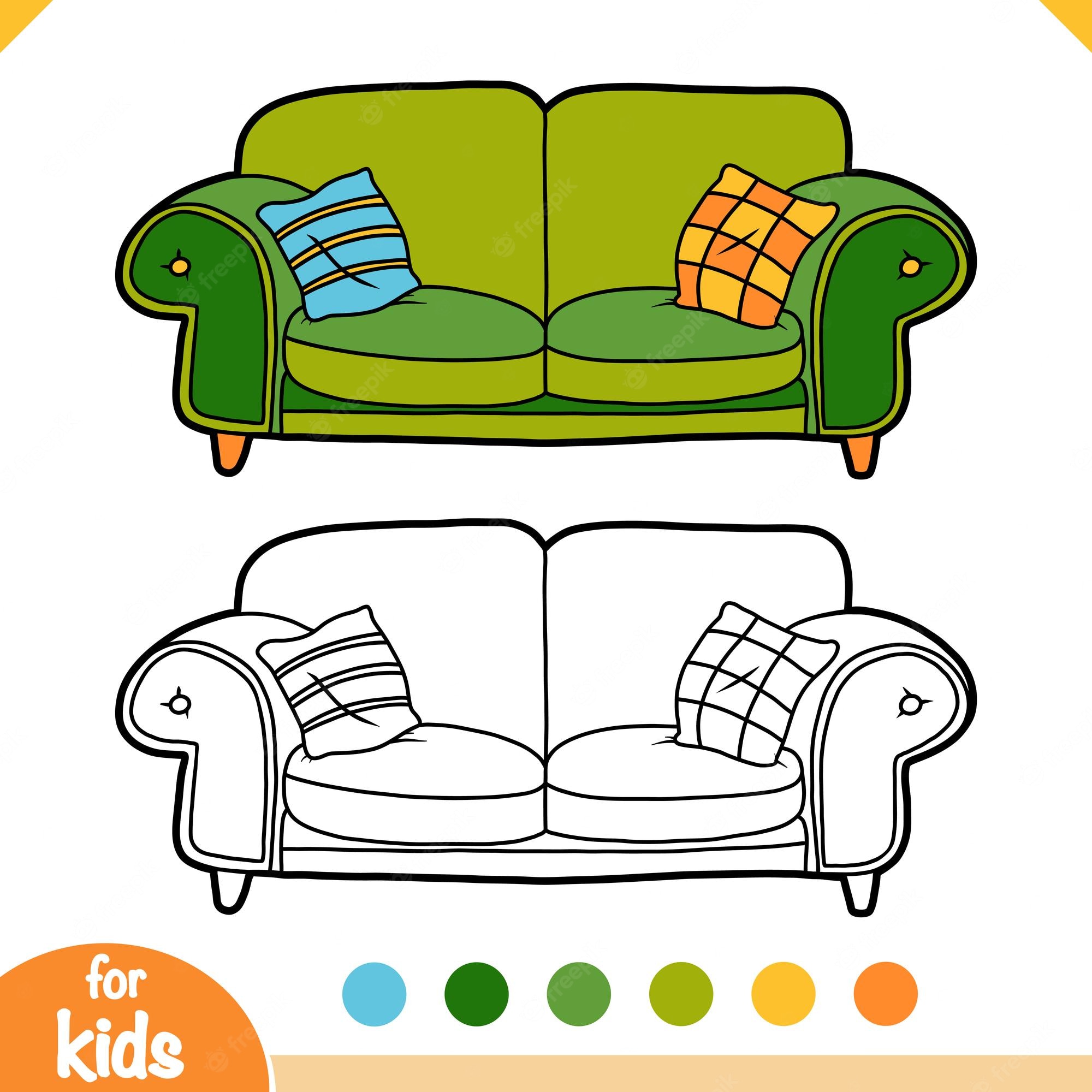 Colorful coloring sofa for children 3-4 years old