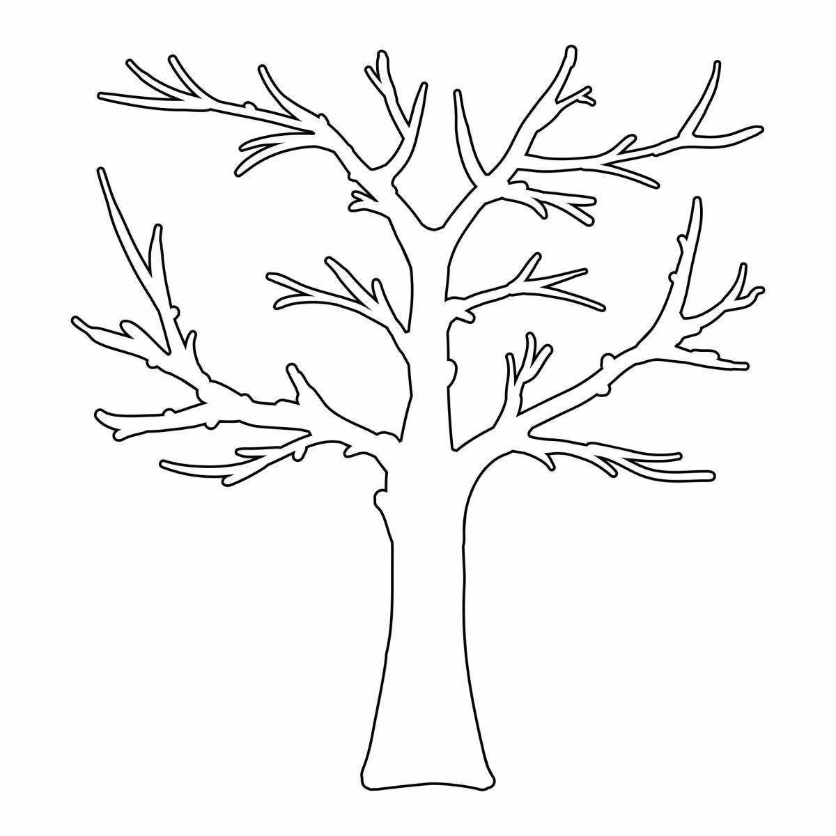 Раскраска «сияющее дерево» для детей 2-3 лет