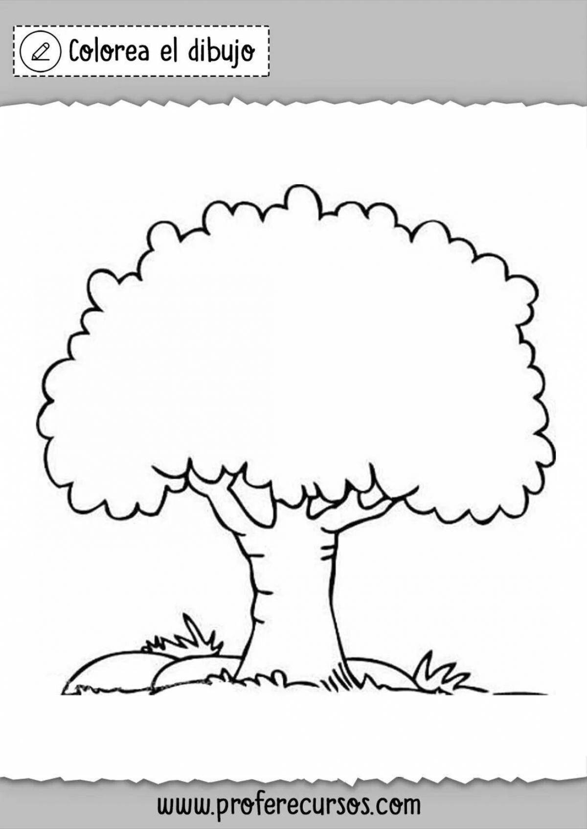 Crazy tree coloring pages for 2-3 year olds