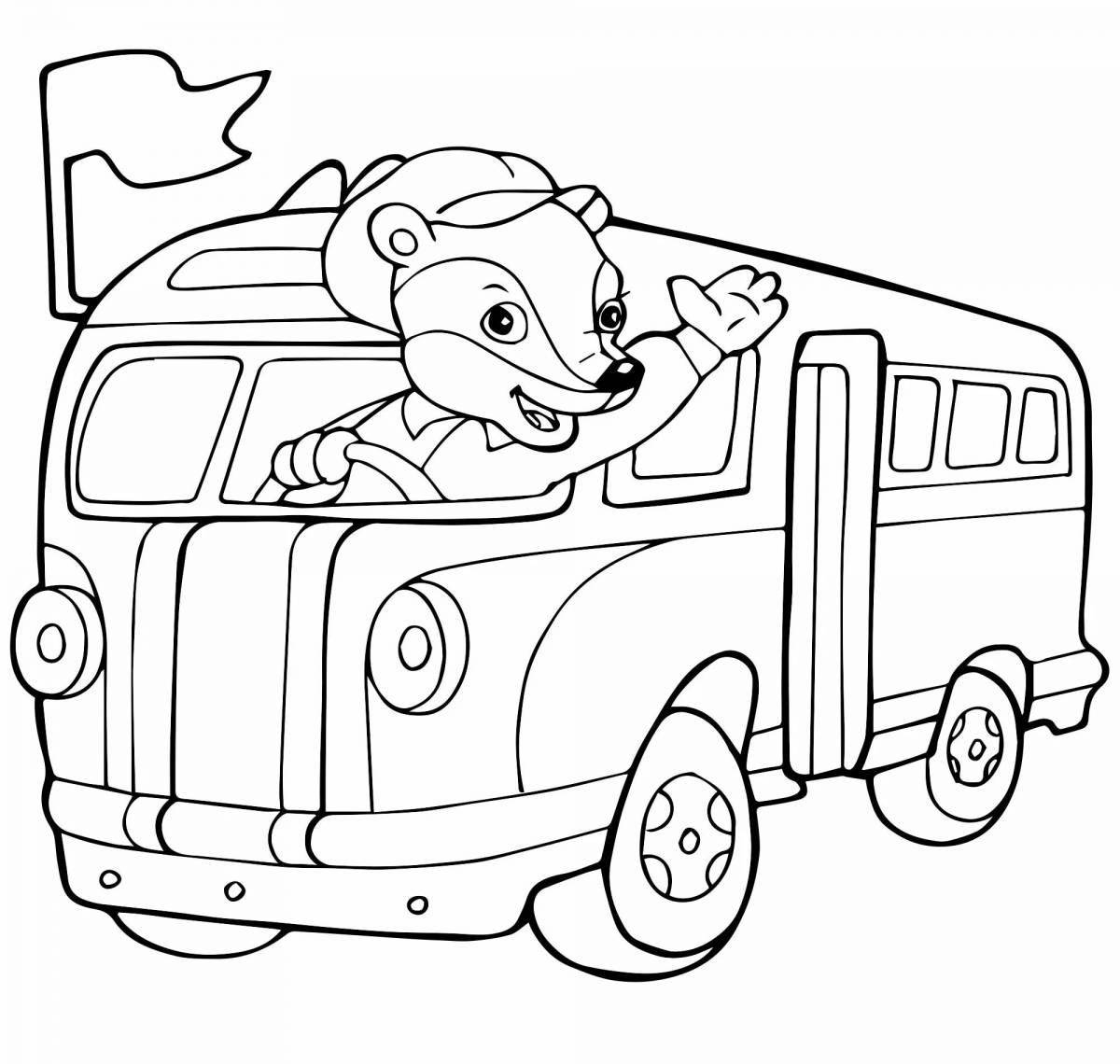 Fun coloring bus for children 4-5 years old