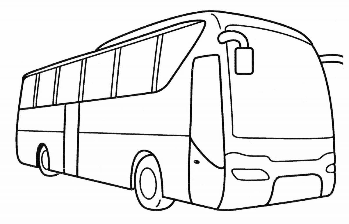 Игривая страница раскраски автобуса для детей 4-5 лет