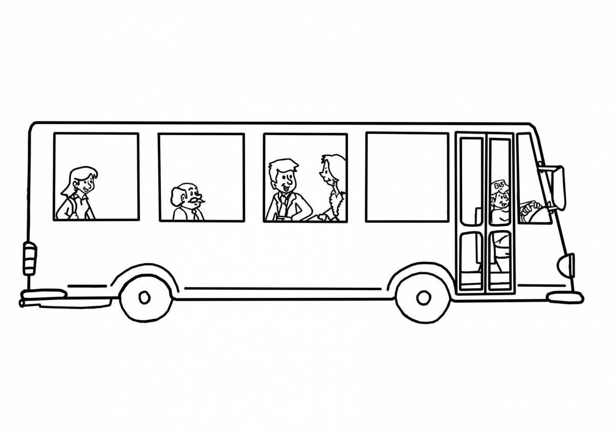 Coloring page funny bus for children 4-5 years old