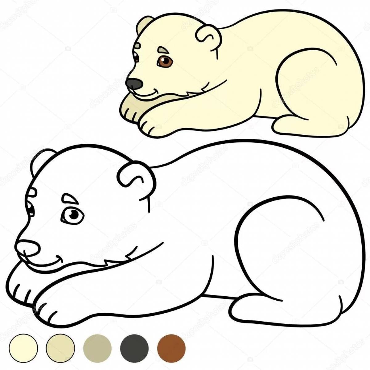 Coloring page calm bear in the lair