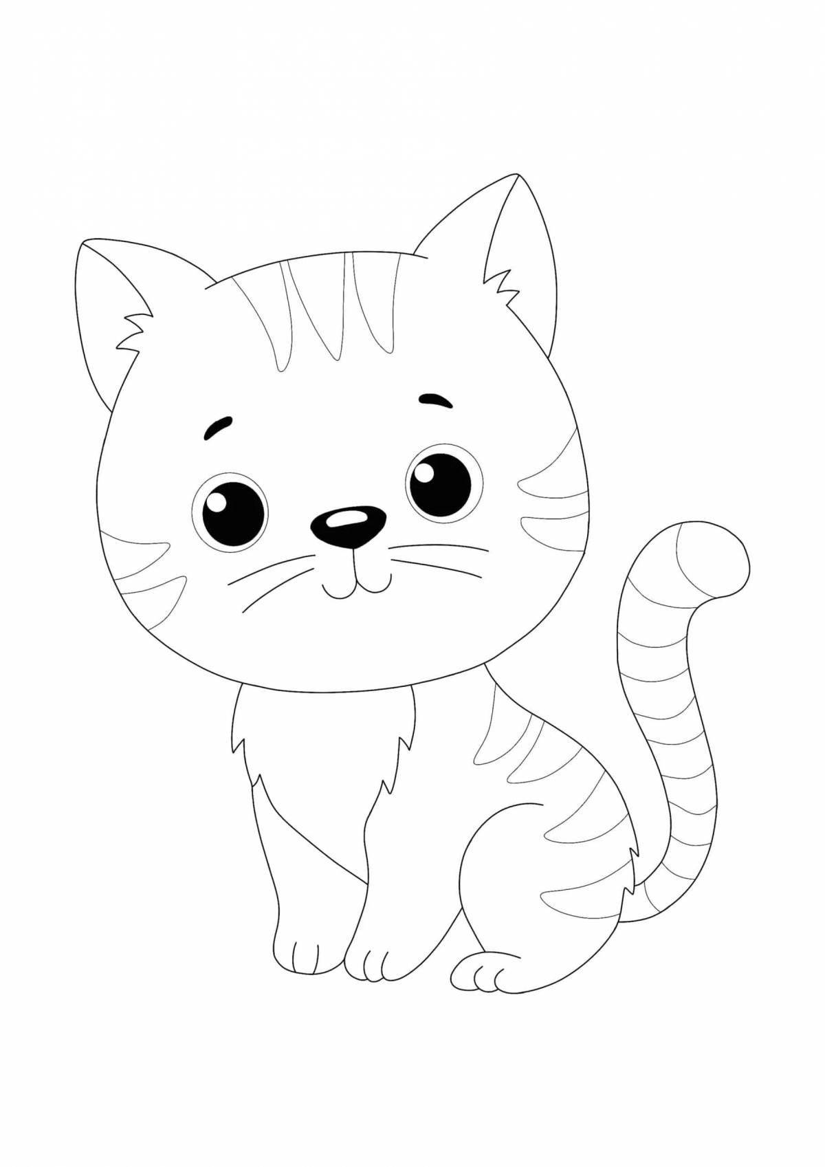 Fun coloring cat for children 2-3 years old