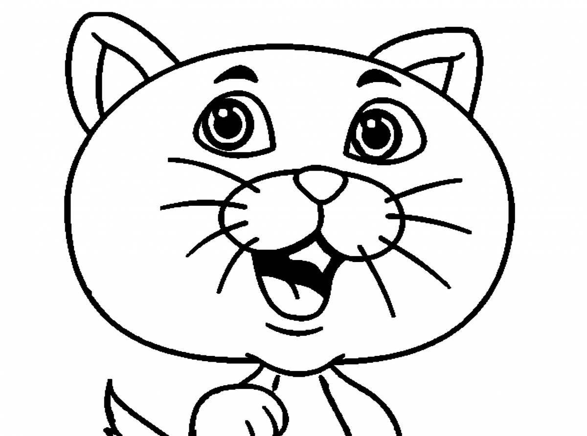 Joyful coloring cat for children 2-3 years old