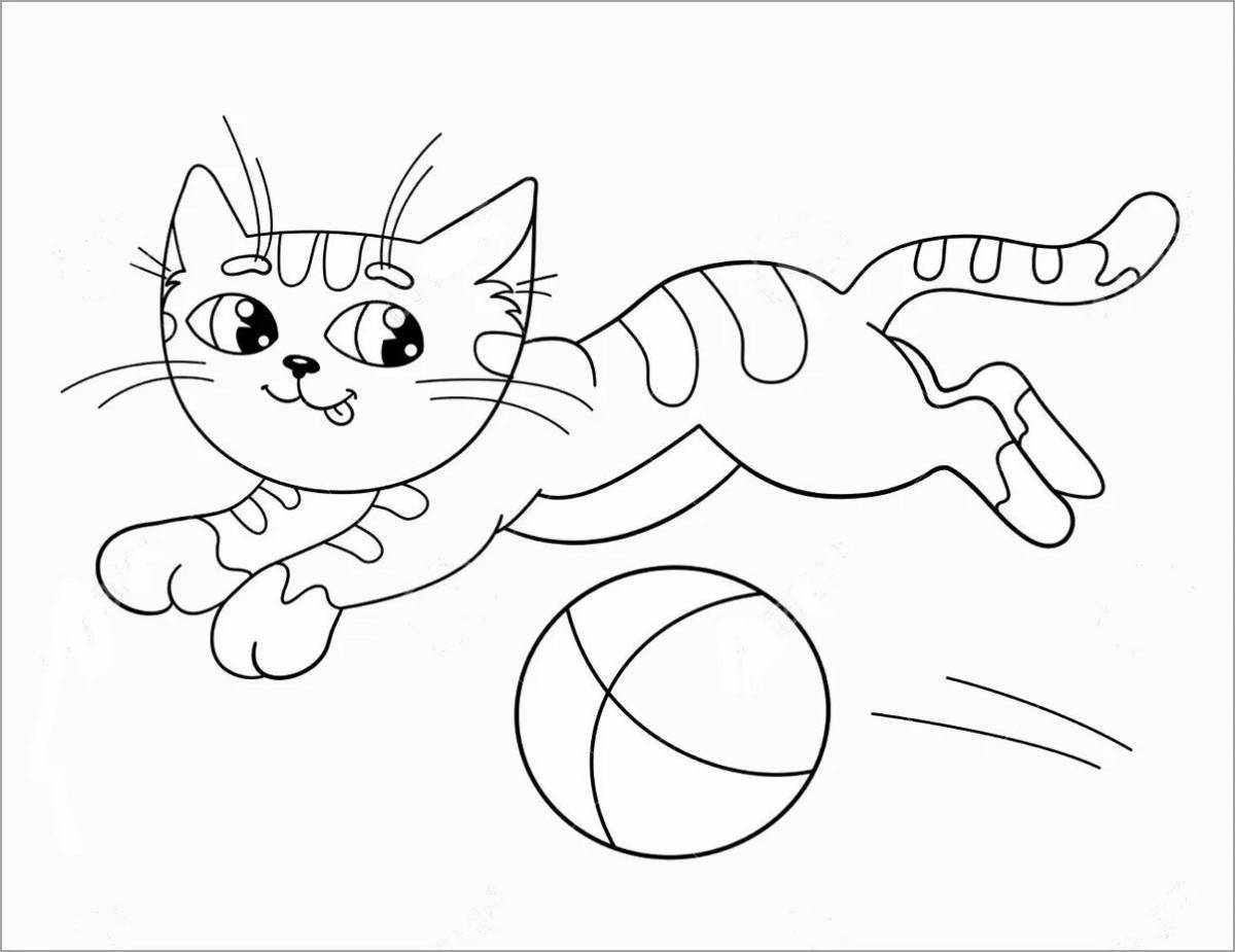 Игровая раскраска кошка для детей 2-3 лет