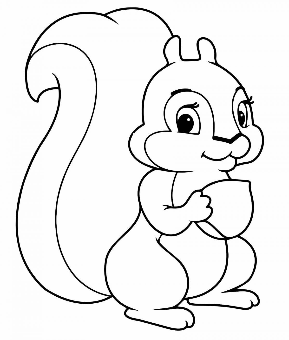 Adorable squirrel coloring book for 2-3 year olds