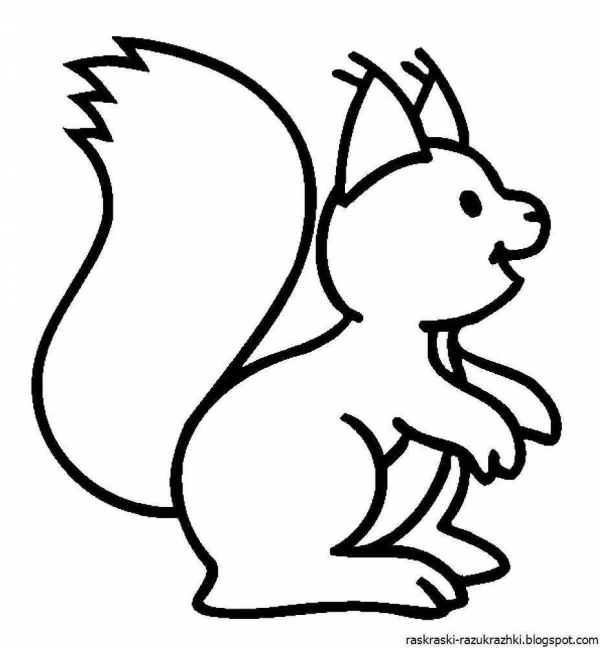 Fun coloring squirrel for children 2-3 years old