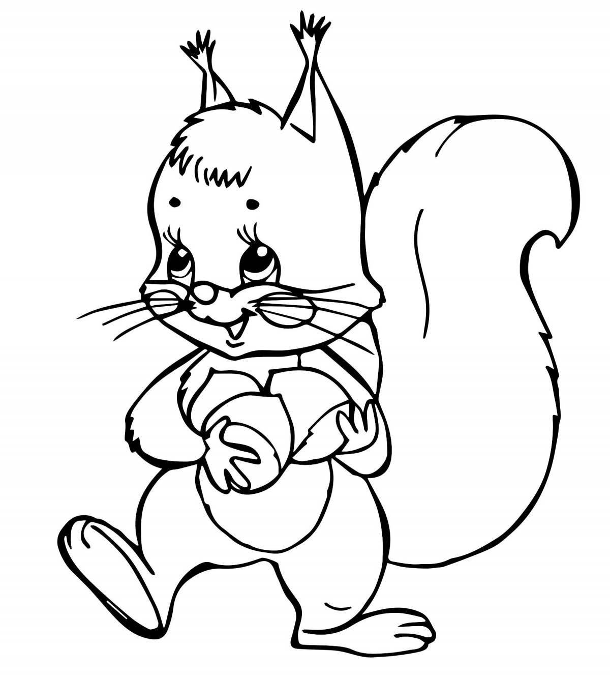 Playful squirrel coloring book for 2-3 year olds