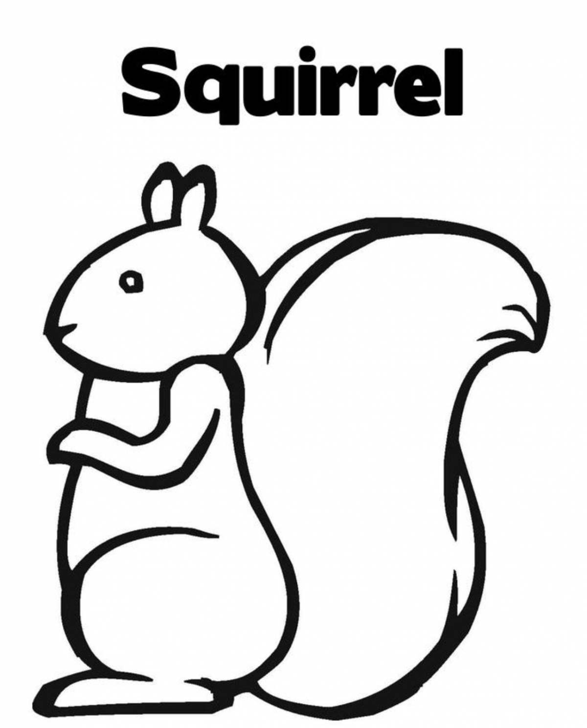Bright squirrel coloring book for children 2-3 years old
