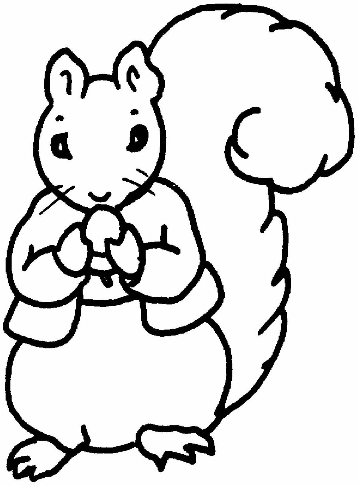 Coloring game squirrel for children 2-3 years old