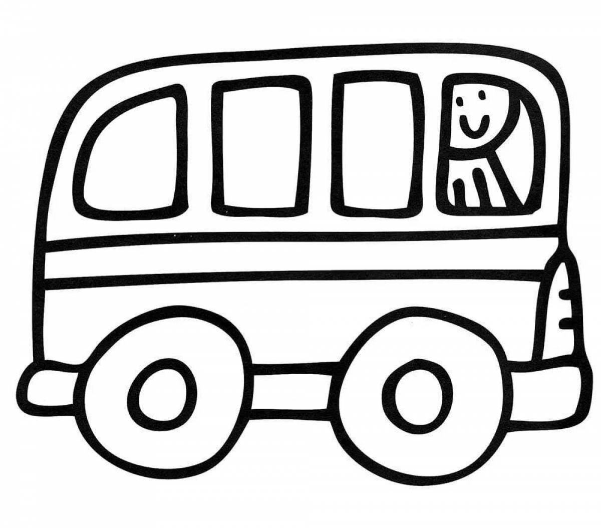 Colorful bus coloring book for 2-3 year olds