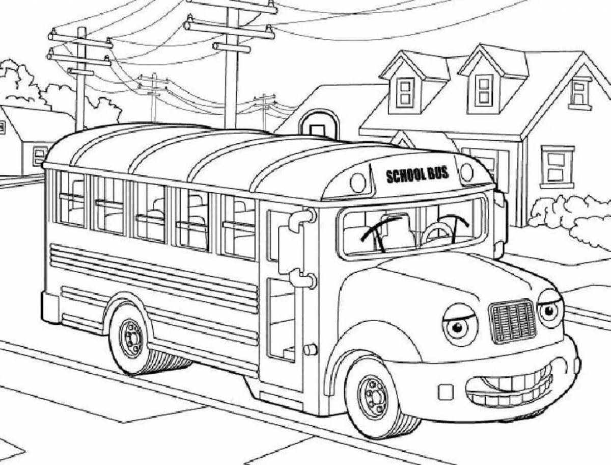 Fun coloring bus for kids 2-3 years old