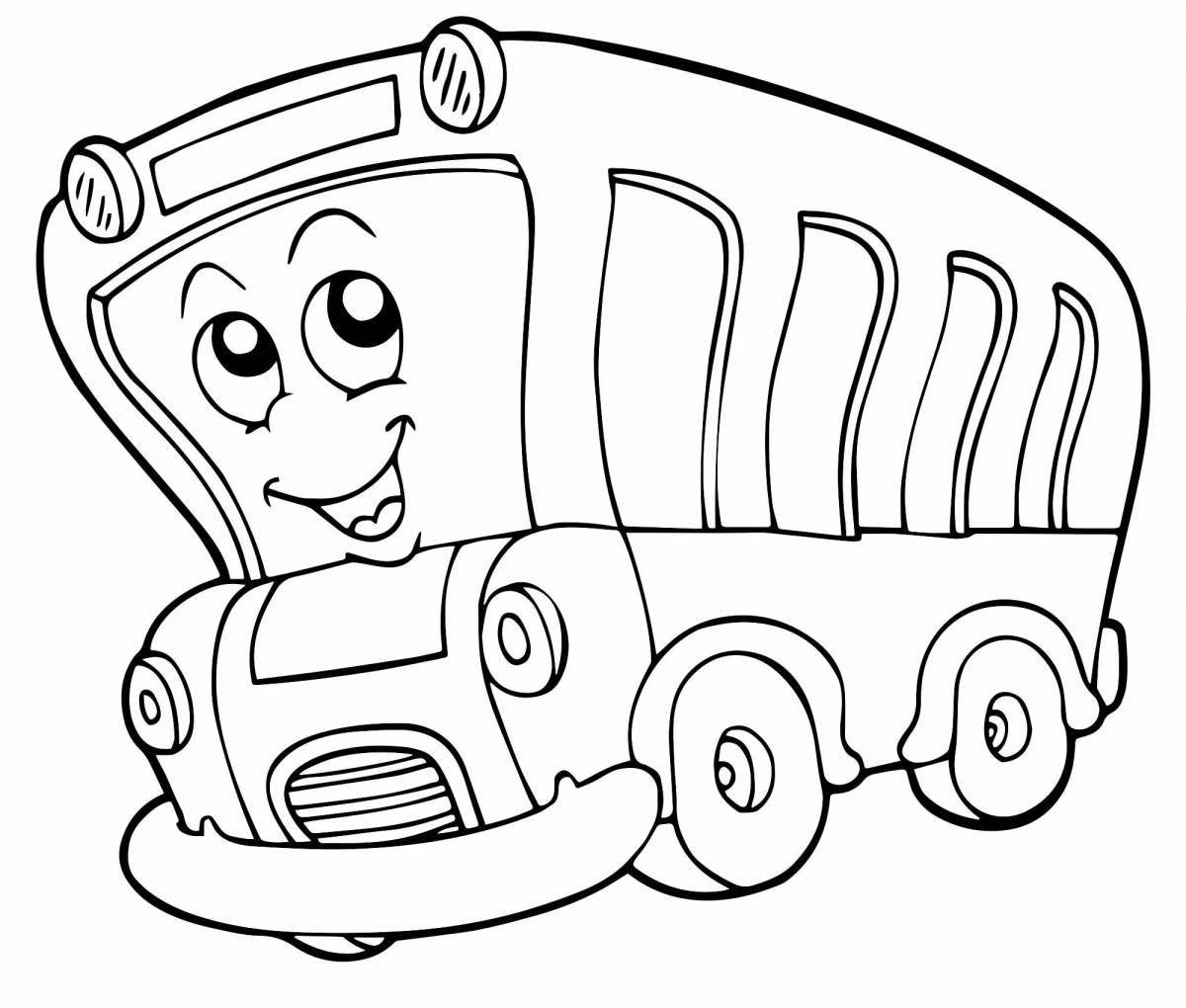 Развлекательная раскраска автобус для детей 2-3 лет