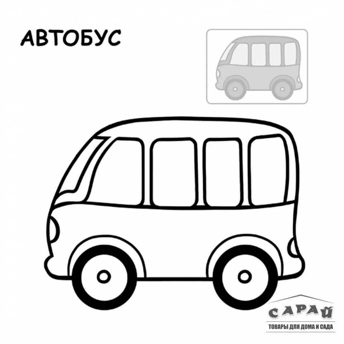 Очаровательная раскраска автобуса для детей 2-3 лет