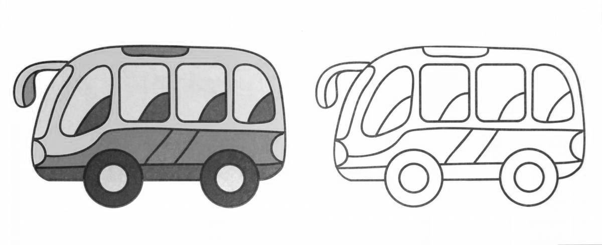 Coloring page funny bus for kids 2-3 years old