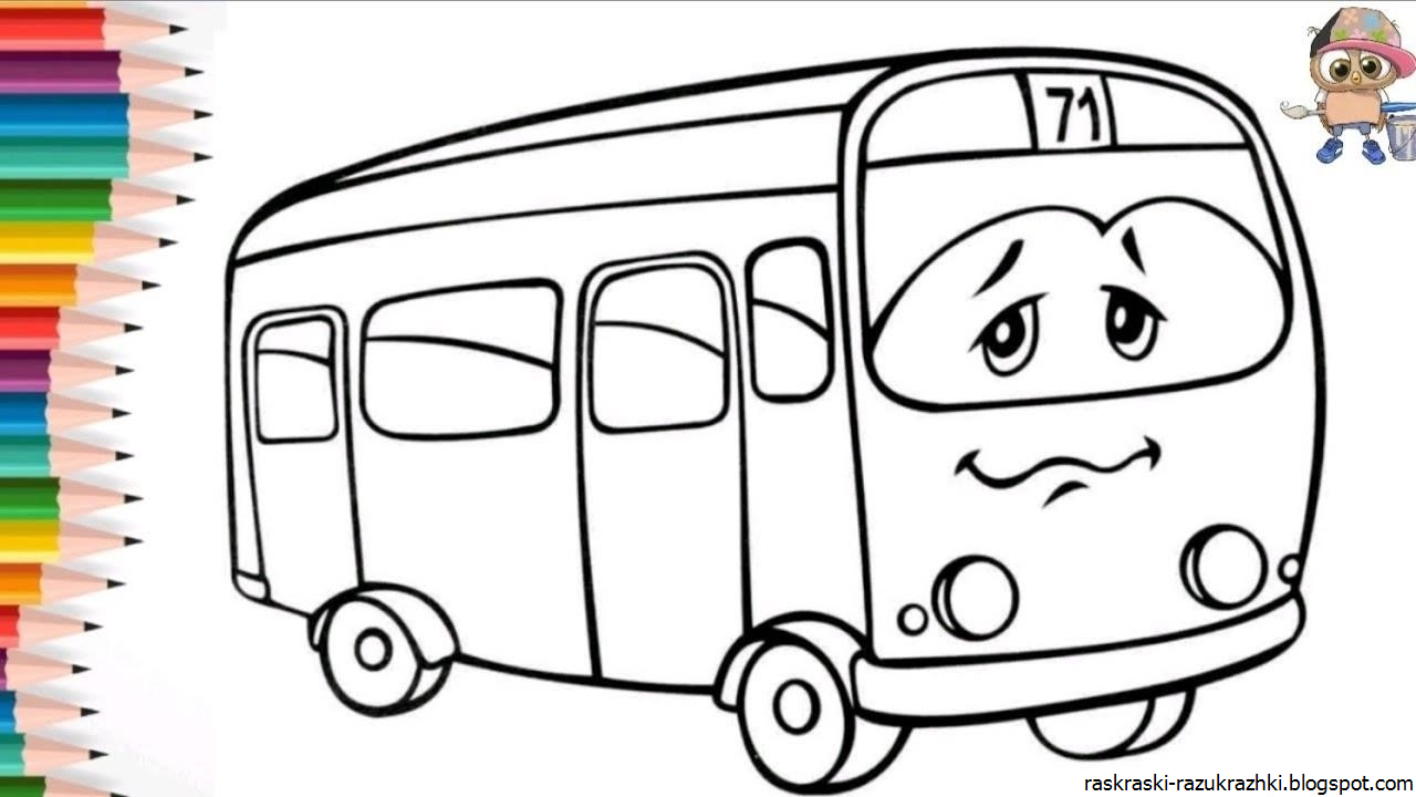 Sweet bus coloring page for 2-3 year olds