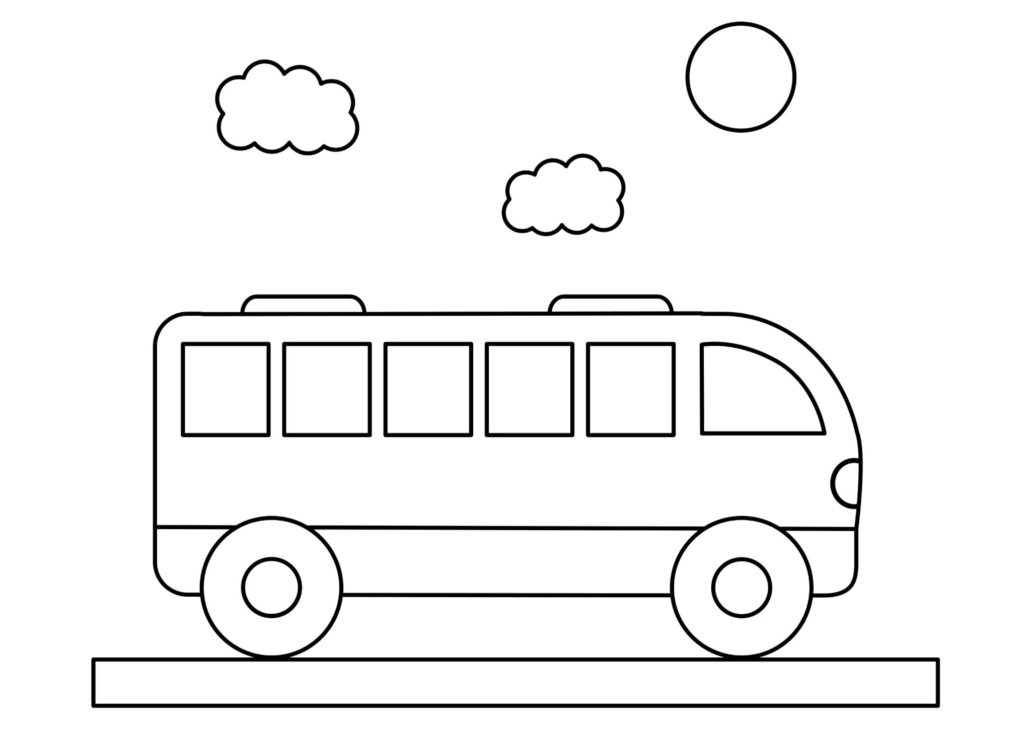Раскраска обаятельный автобус для малышей 2-3 лет