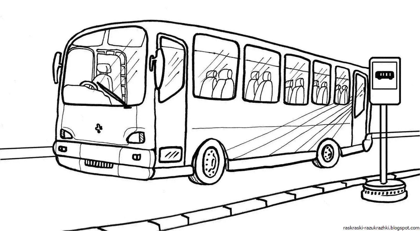 Shiny bus coloring page for kids 2-3 years old