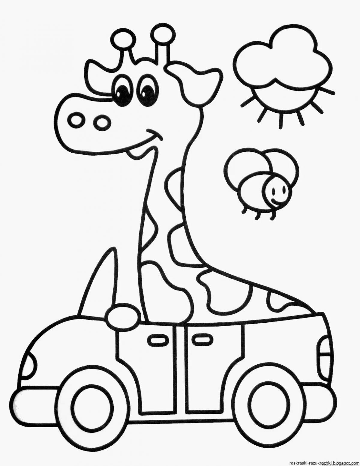 Fun coloring car for 3 year olds