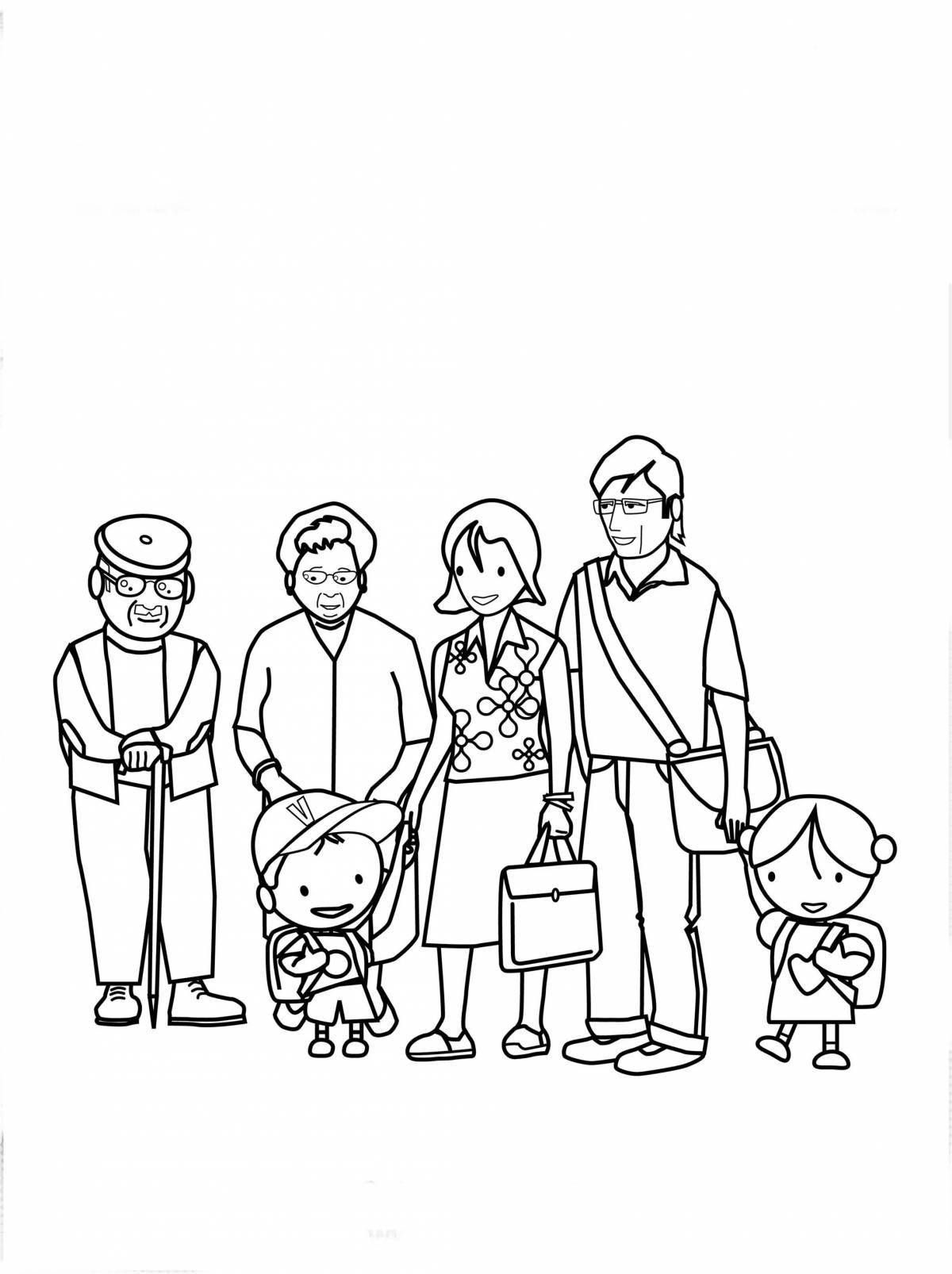 Touching coloring of my family