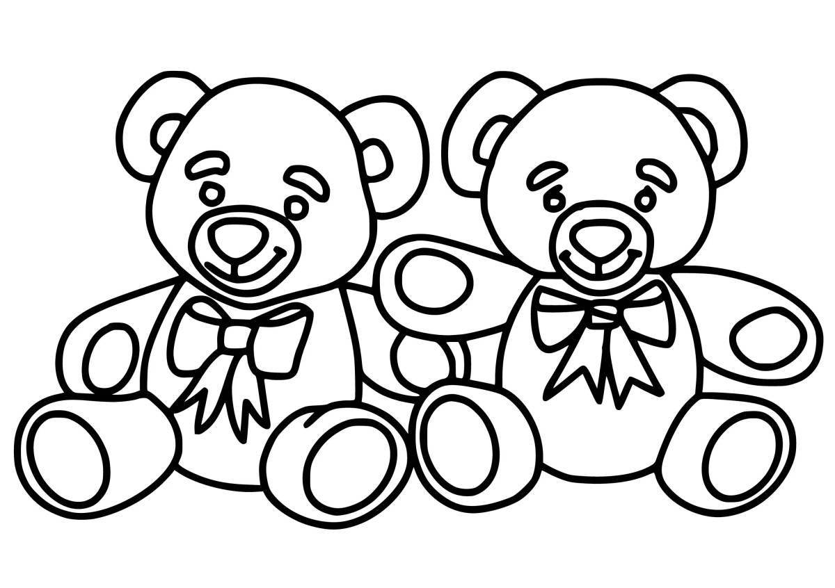 Coloring book playful teddy bear