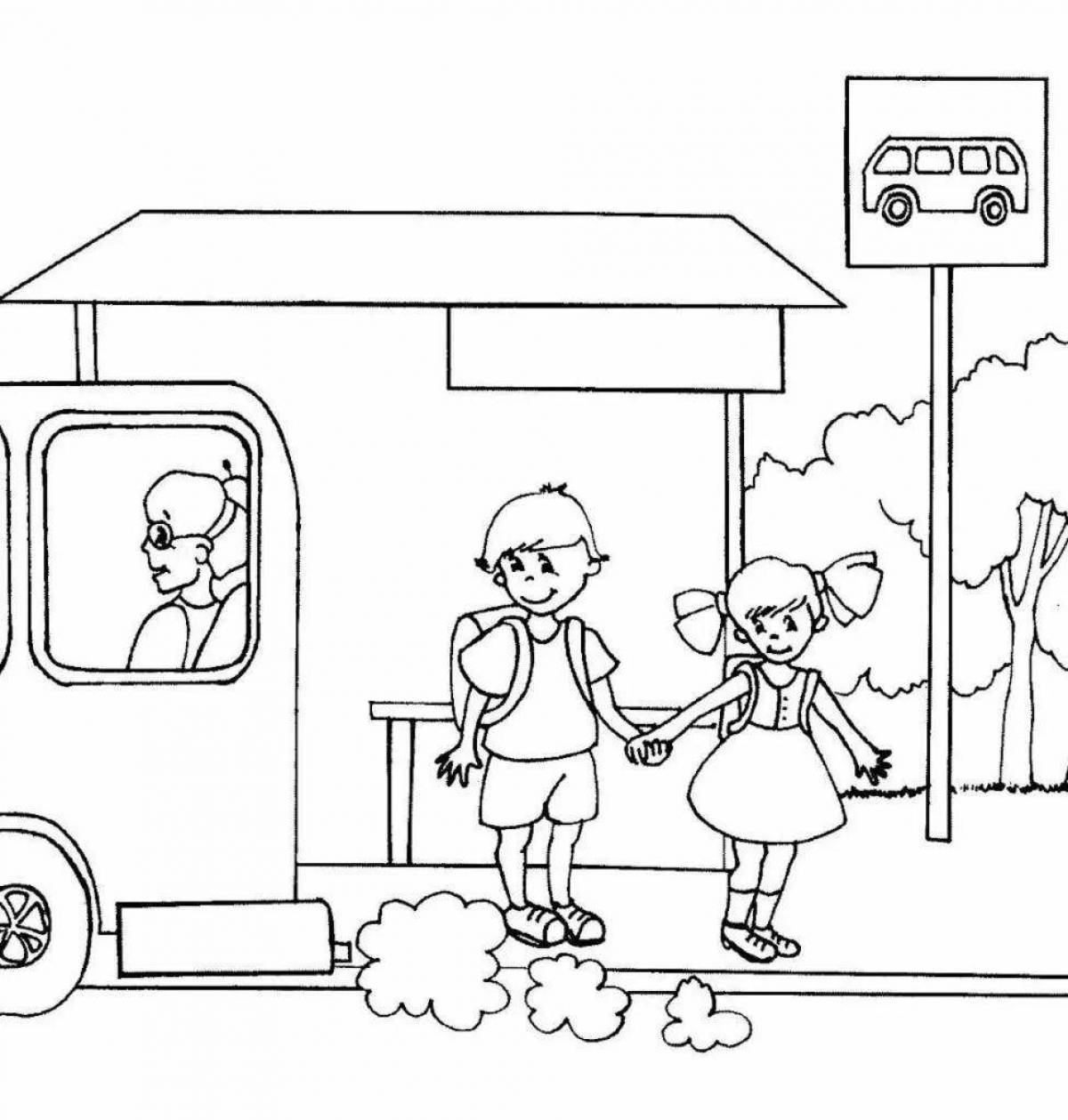 A fascinating coloring book of the rules of the road for children 4-5 years old