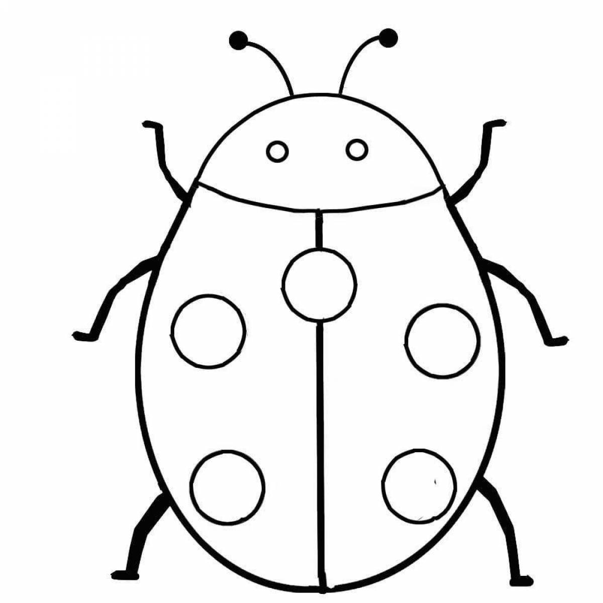 Fun coloring book of a ladybug for 3-4 year olds